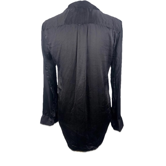 Zara Women’s XS Black 100% Silk Blouse Button-Up Pocket Classic Office Dressy - Picture 3 of 10